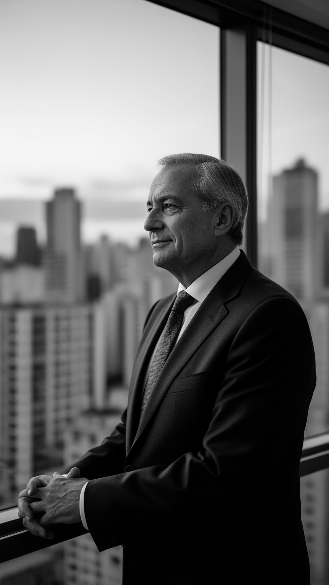 Liderança executiva olhando para o horizonte